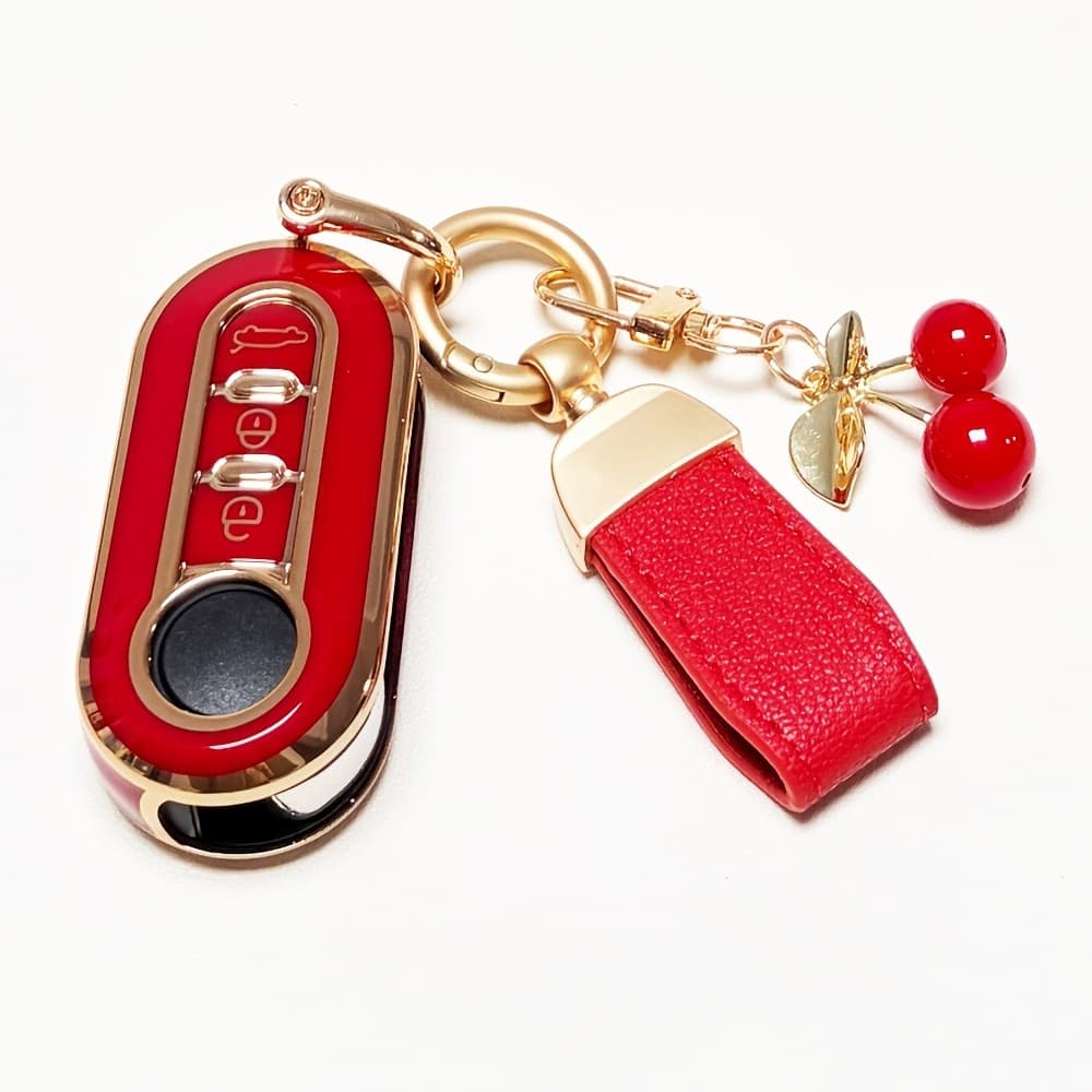 Para Fiat Key Fob Capa 500 Linea 3 Botões Filpping Smart Remote Auto Case Com Chaveiros Acessórios Soft TPU