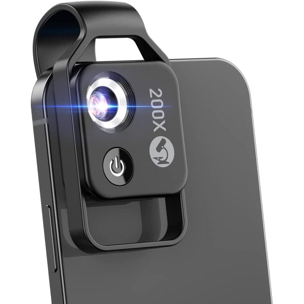Mini Microscópio De Bolso Para Telefone 200X Com Luz LED/Clipe Universal , Acessórios De Câmera De Digital Portátil Nano
