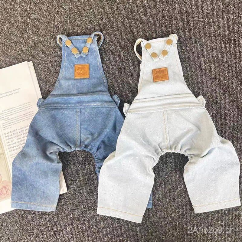 Calças jeans e saias jeans de outono e inverno, roupas casuais de duas cores para cães Teddy e Bichon, roupas para anima