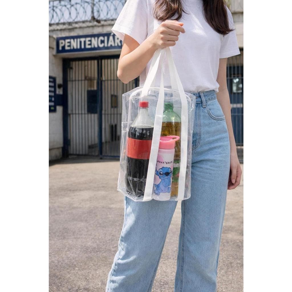 Bolsa Transparente Sacola Porta Garrafa Refrigerante Praia Alça Reforçada