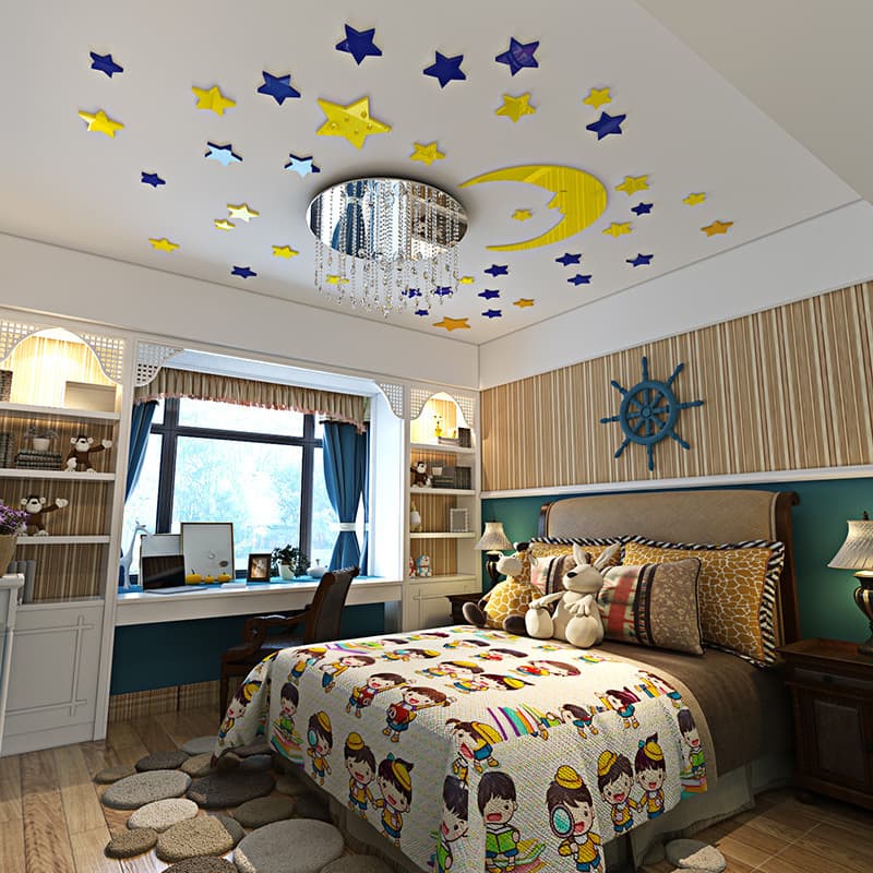 Estrela acrílico 3d tridimensional adesivos de parede decoração do quarto das crianças pintura decorativa teto quarto me