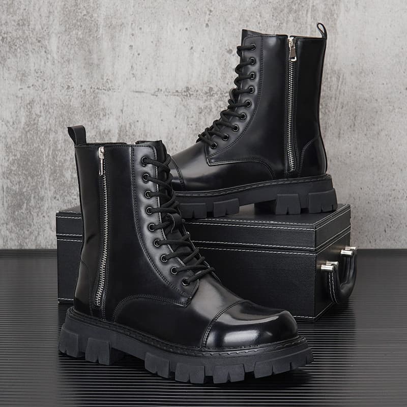 Estação europeia Martin botas masculinas de cano alto com sola grossa 2026 primavera na moda botas longas masculinas com