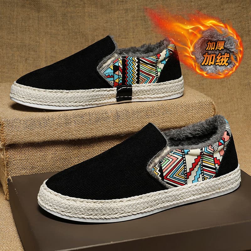 Sapatos masculinos de lona primavera verão velo-velo sapatos de algodão quente preguiçoso deslizamento em tênis esportiv