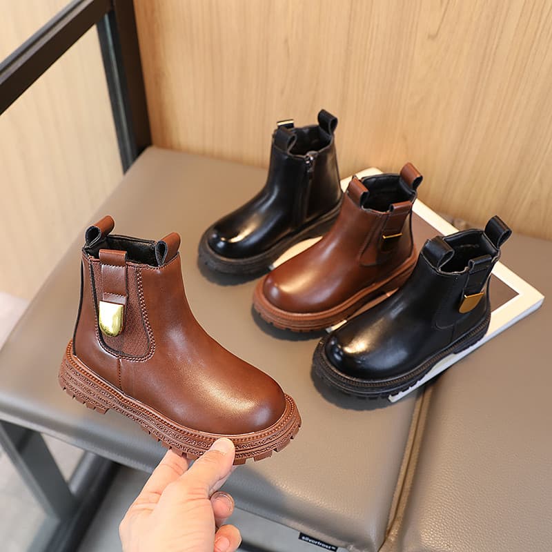 Crianças botas curtas 2025 outono inverno novo estilo meninas moda velo-velo Martin botas meninos estilo britânico botas