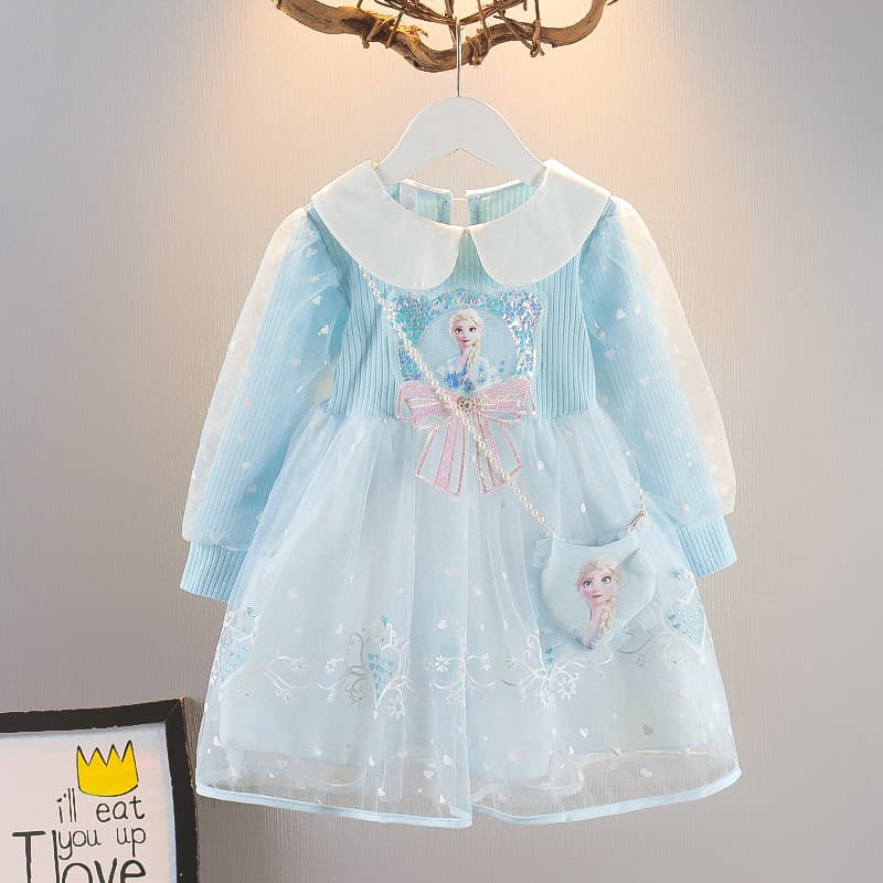 2023 novo estilo roupas infantis meninas Elsa vestido de princesa bebê estilo ocidental primavera outono vestido infanti