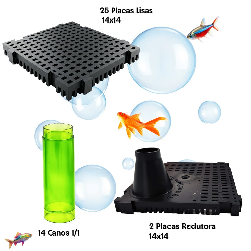 Kit 25 Placas 14x14 + 2 Placas Redutora 14x14 + 14 Canos 1/1