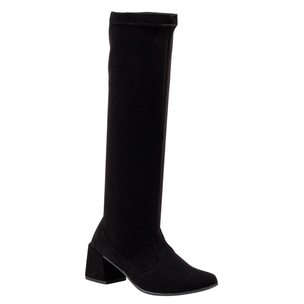 Bota Feminina Bico Fino Cano Longo Salto Moda Ziper