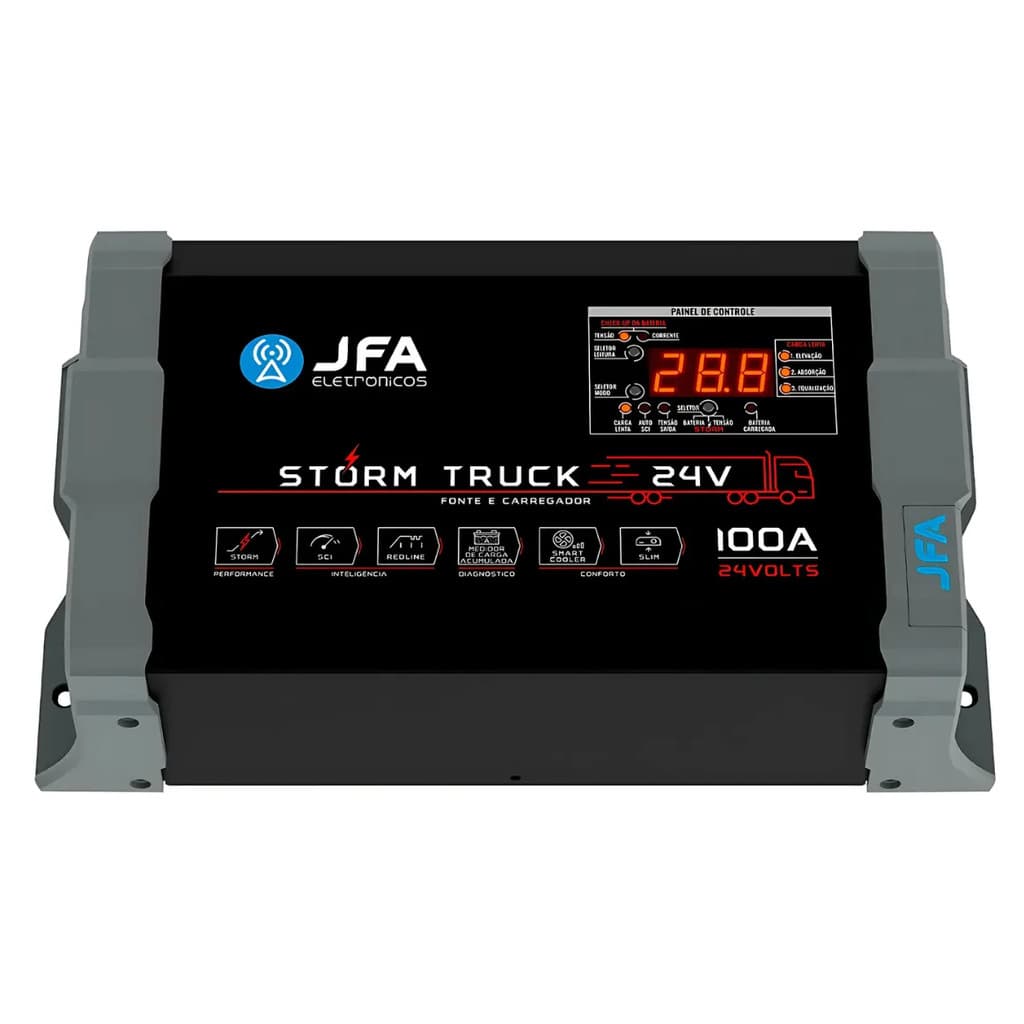 FONTE JFA 24V 100 Ah CARREGADOR DE BATERIA  STORM TRUCK SCI