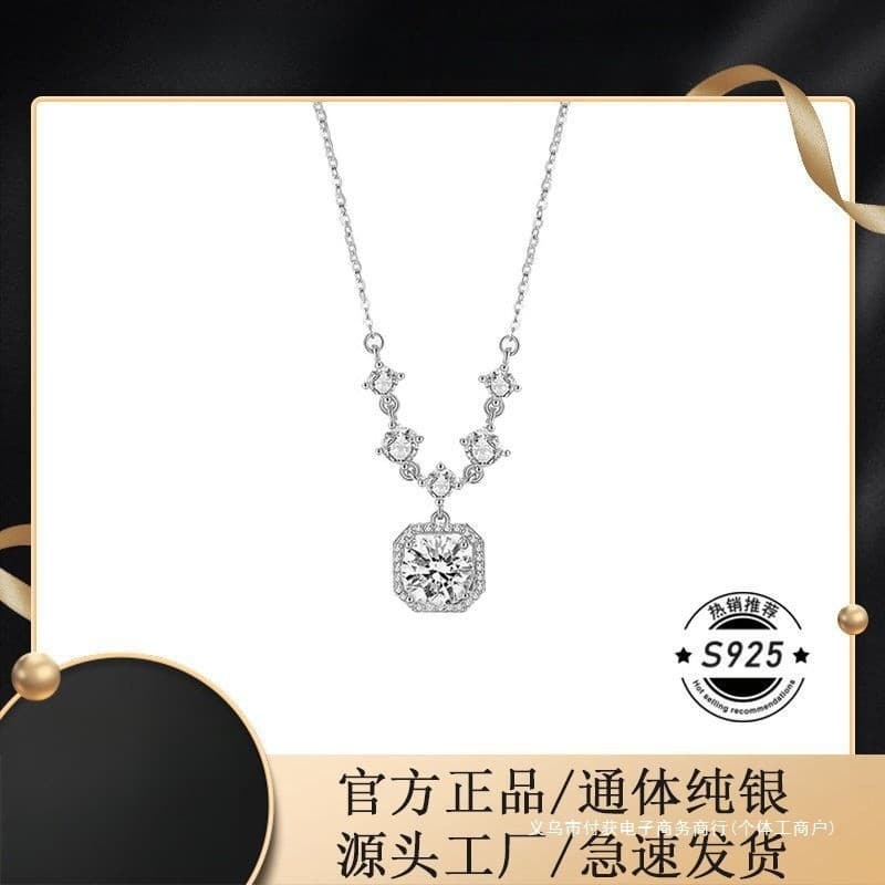 Novo estilo 925 prata esterlina cubo açúcar colar feminino luz luxo nicho Design suave simples temperamento All-Match Cl