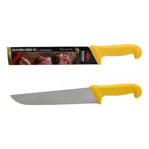 Faca Carne Açougue Churrasco Profissional 10 Corneta Premium Amarela