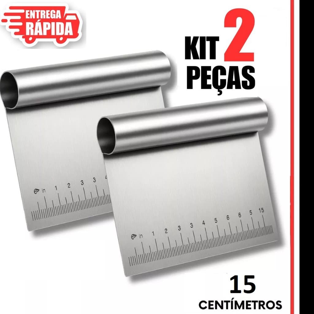 Kit 2 Espátula Tubular Inox Raspadora e Cortador Para Massas Bolos, Legumes e Cozinha Multiuso
