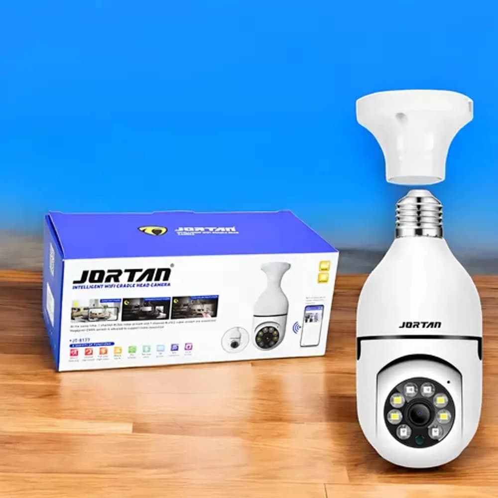 Câmera de Segurança Wi-Fi Inteligente JORTAN JT-8177 Visão Noturna Áudio Bidirecional Proteção IP44