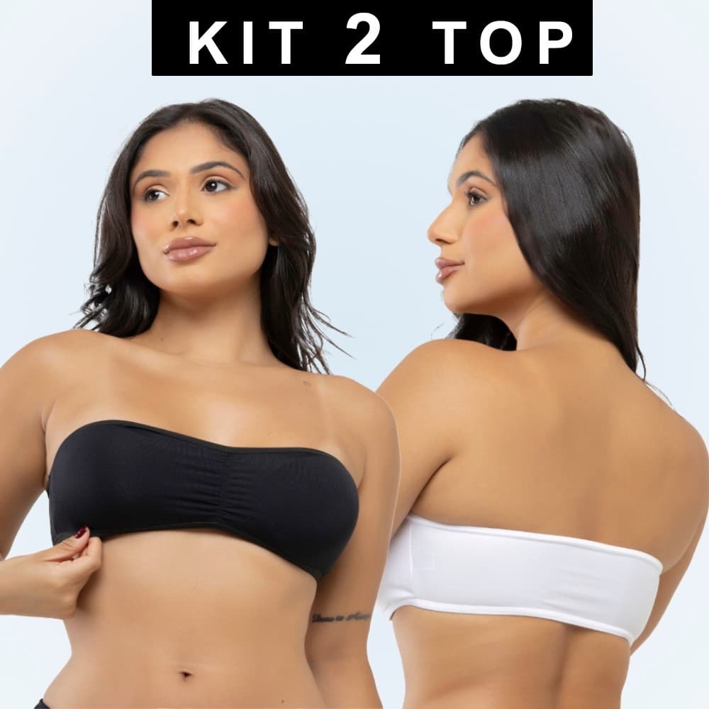 Kit 2 Sutiãs Tomara que Caia Com Bojo Removível Bustiê Top faixa Festa  Confortável Não Marca