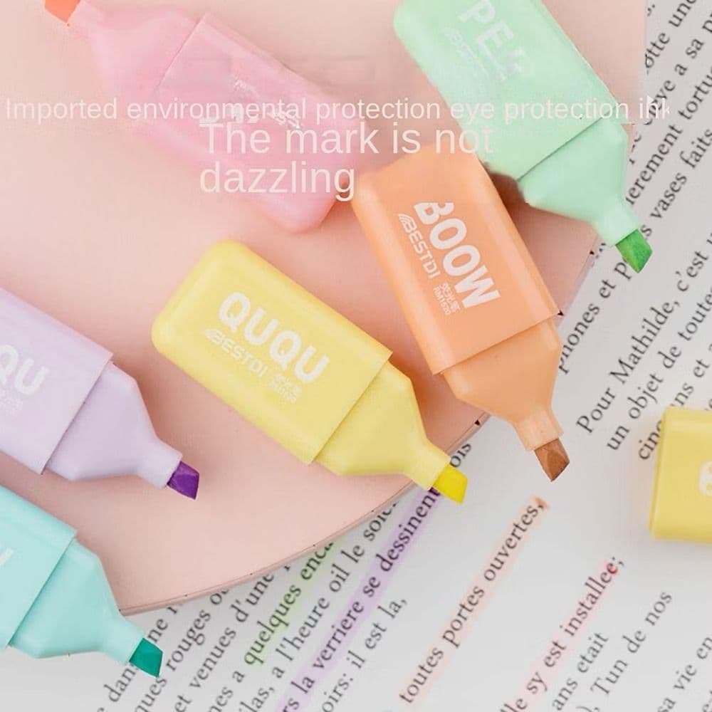 Estojo Porta Marca Texto + Mini Marca Texto em Formato de Urso Fofo com 6 Unidades - HE59824
