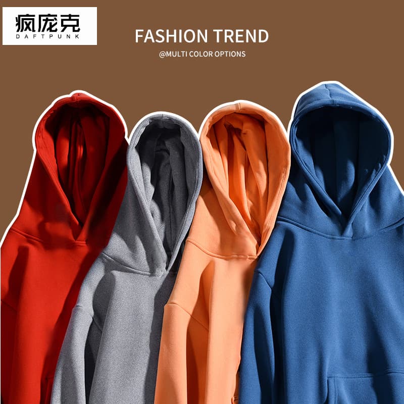 600g pesado ouro veludo multicolorido estilo básico moletom com capuz outono inverno All-Match solto esportes topo mascu