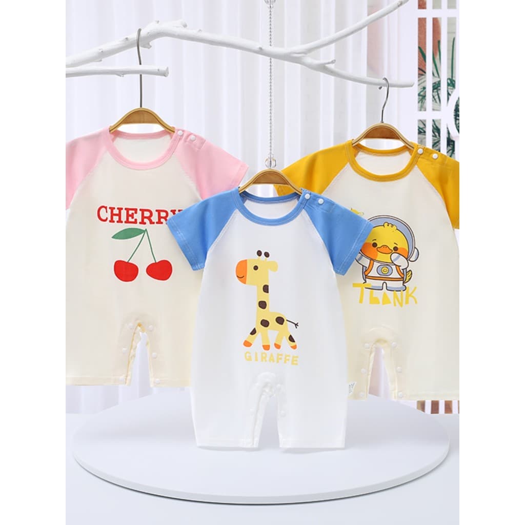 Macacão de bebê verão de manga curta fino roupas de bebê recém-nascido puro algodão verão macacão desossado roupas dos d