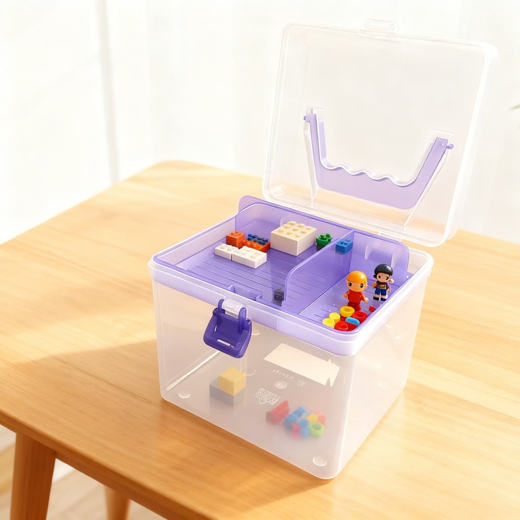 2 Organizadores para Brinquedos e Peças Pequenas 15x15x16cm Translúcido com Alça e Trava
