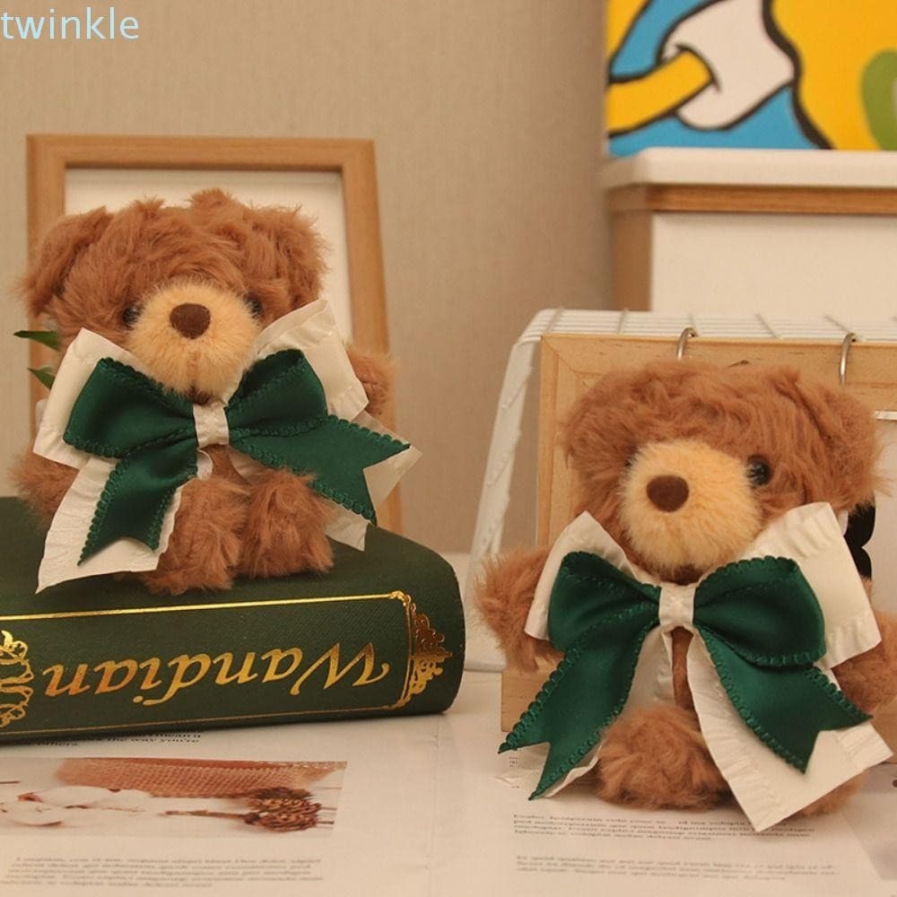 Brinquedo De Pelúcia TWINKLE Bowknot Bear , Chaveiro Macio De Algodão PP , Pingente De Bolsa De Urso Interativo Fofo