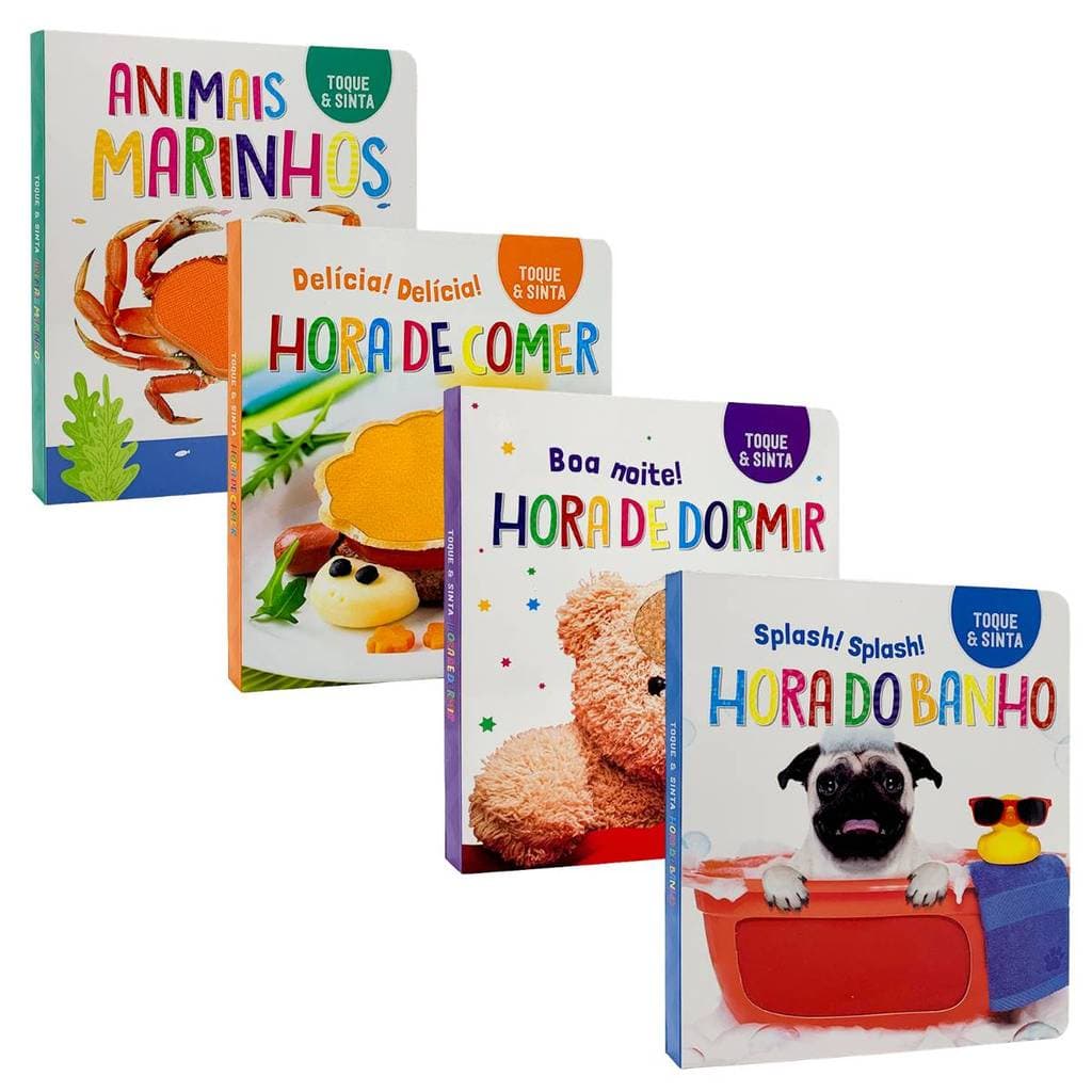 Kit Toque e Sinta - Animais Marinhos + Hora do Banho + Hora de Comer + Hora de Dormir | 4 Livros