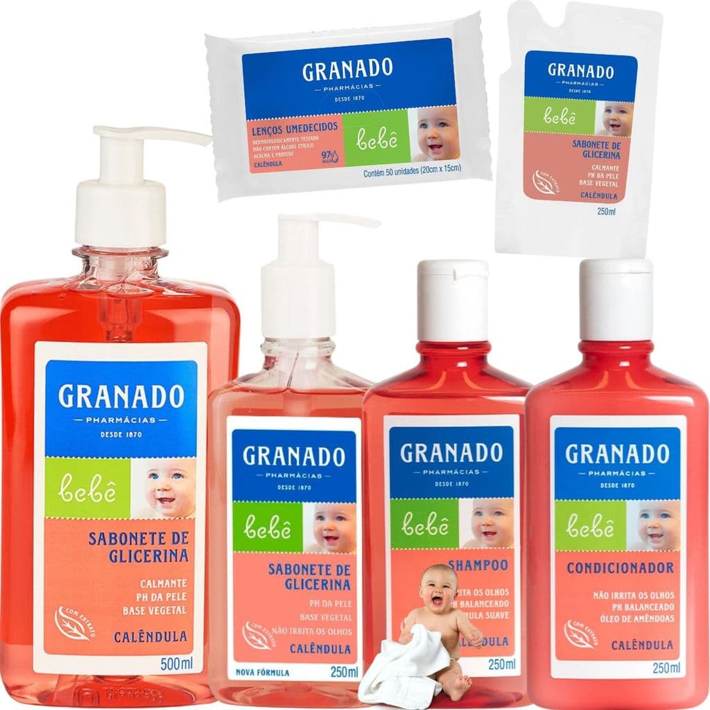 Kit Granado Calêndula Lenços Umedecidos Condicionador Shampo