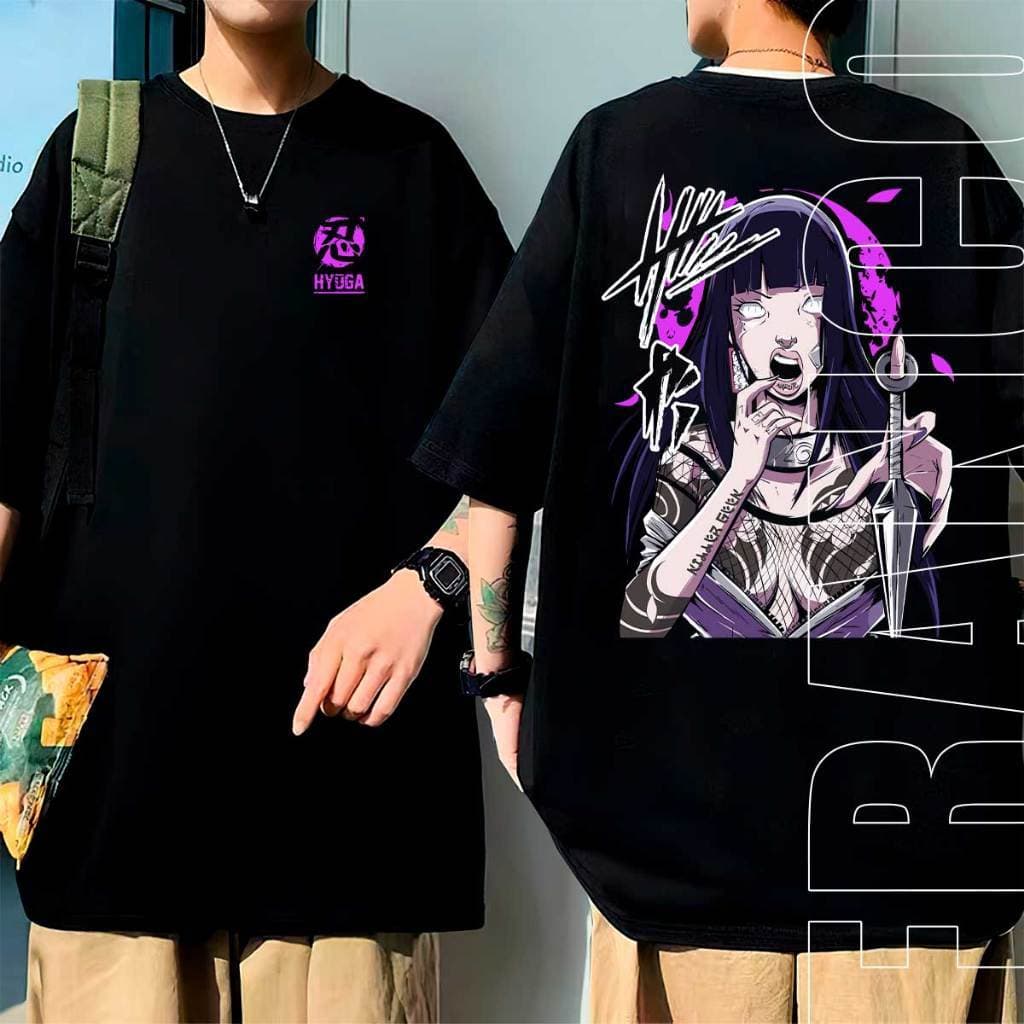Camiseta  Anime Hinata Shinobi Hyuga Style Streetwear Camisa Estampada 100% Algodão Estampada Slim Várias Cores