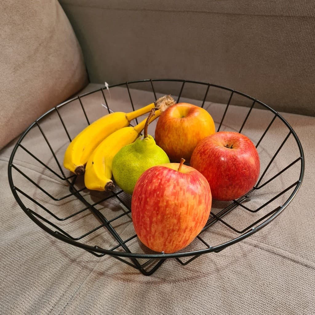 Fruteira de Mesa Preta Bancada Redonda Inox Curvaviva