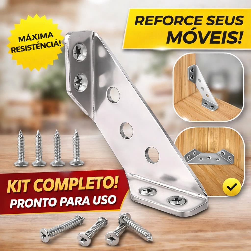 30 Conector De Canto Cantoneira Móveis Aço Inox + Parafusos