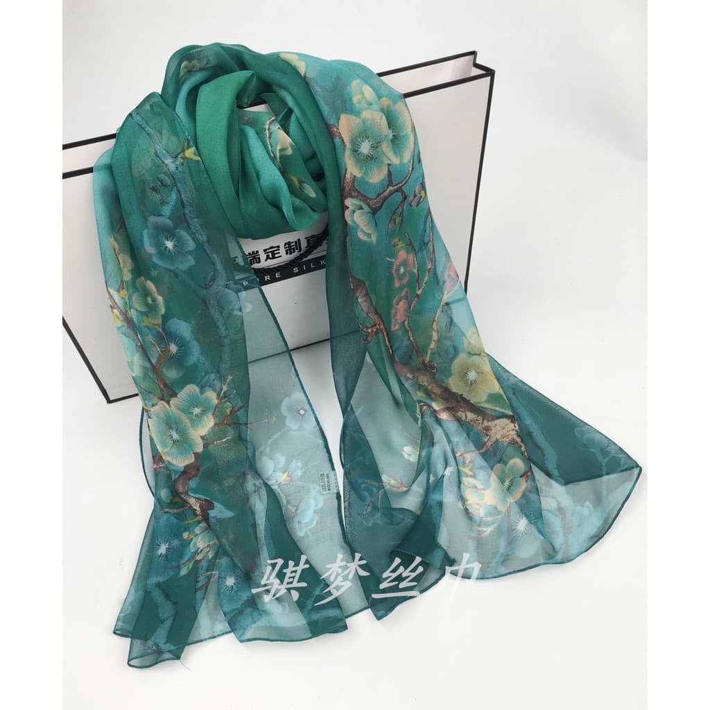 Moda flor de ameixa George fio senhoras lenço de seda macio mãe cachecol dança quadrada cachecol quente All-Match cachec