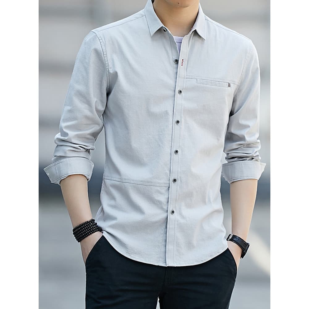Primavera camisa de manga comprida masculina versão coreana na moda camisa solta juventude primavera outono moda negócio