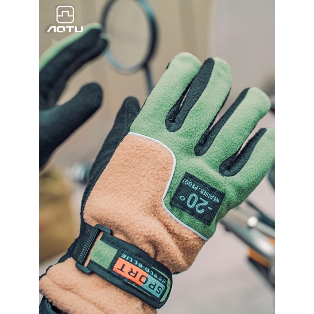 Luvas masculinas inverno ciclismo à prova de vento luvas de algodão quente velo-velo esqui estudante ciclismo feminino v