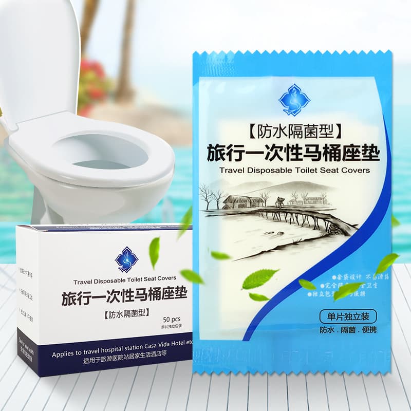 [50 peças * pacote de peça única] tapete higiênico descartável capa de vaso sanitário de viagem à prova d'água antibacte