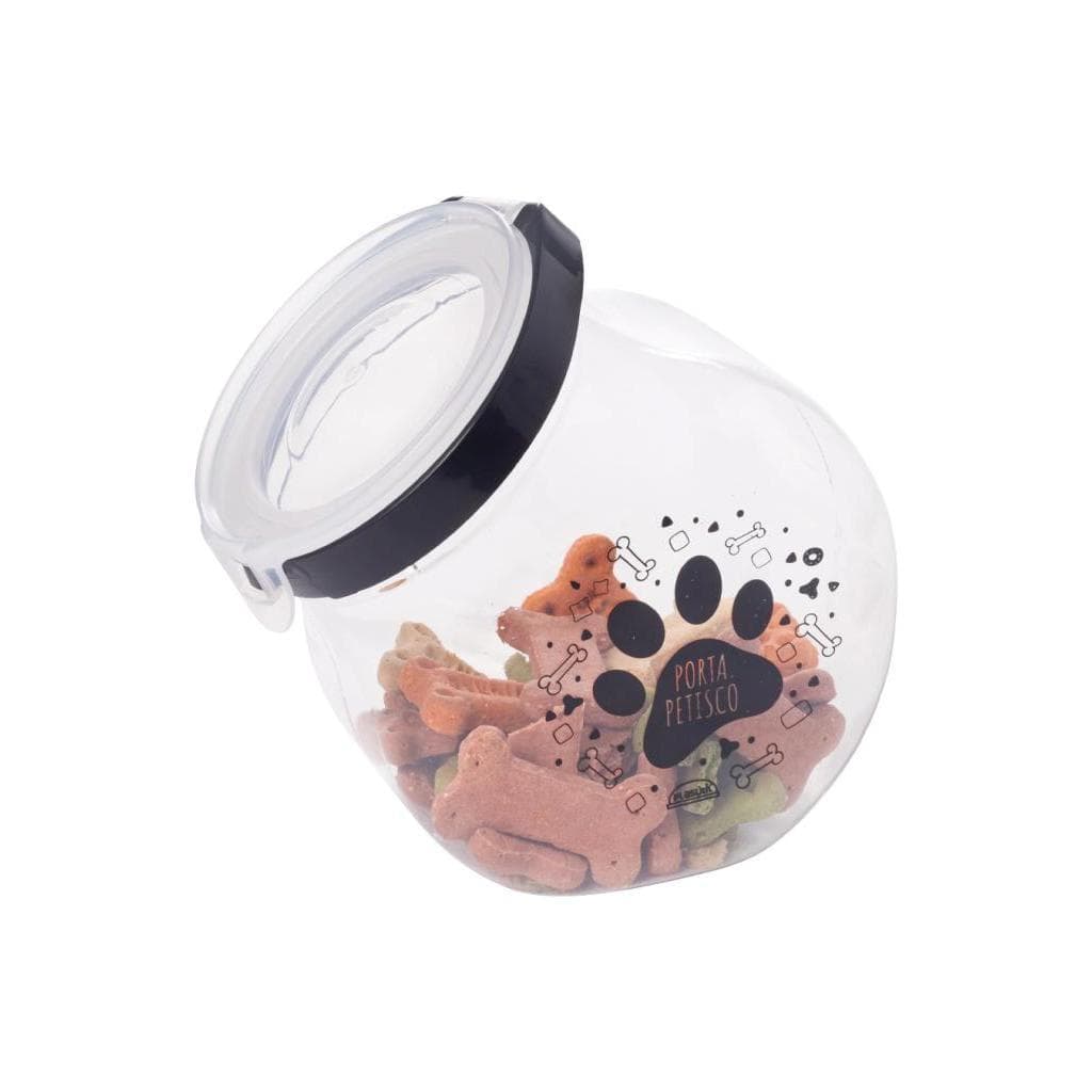 Porta petiscos 1,5 litro tampa vedada pote hermético para snacks pet antiodor