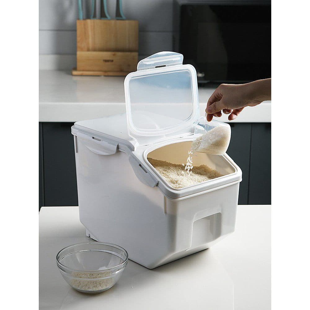 Bang Jiayi●Balde de arroz doméstico à prova de insetos, à prova de umidade, selado, estilo japonês, 15kg, tanque de arro