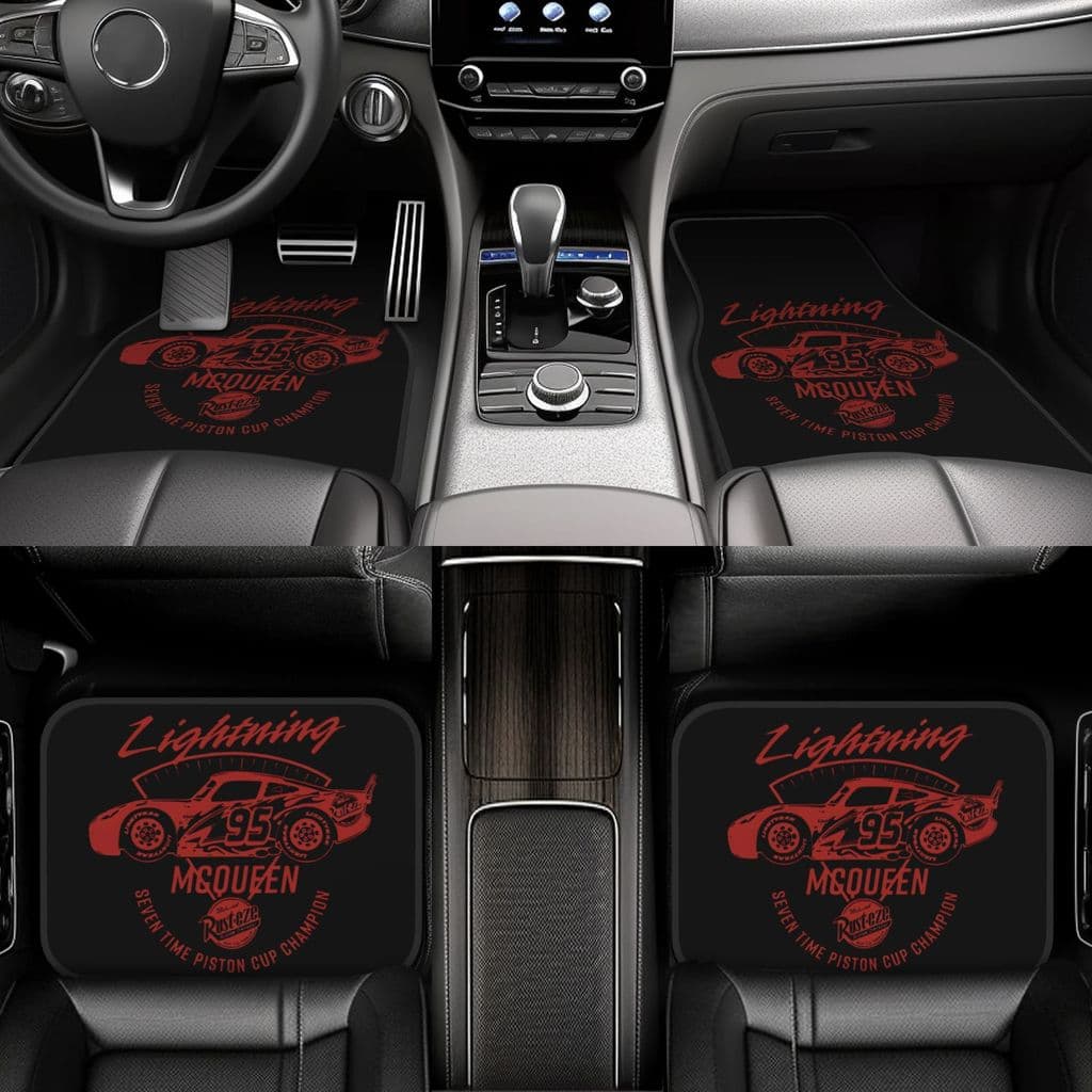 4 Peças De Tapetes De Carro Disney Cars Lightning McQueen-Poliéster Durável Antiderrapante , Adequados Para Sedans , SUV