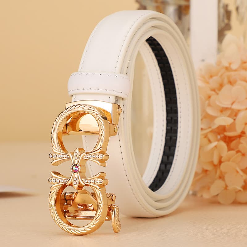 Novo estilo senhoras cinto elegante All-Match couro genuíno fivela automática cinto feminino versão coreana na moda deco