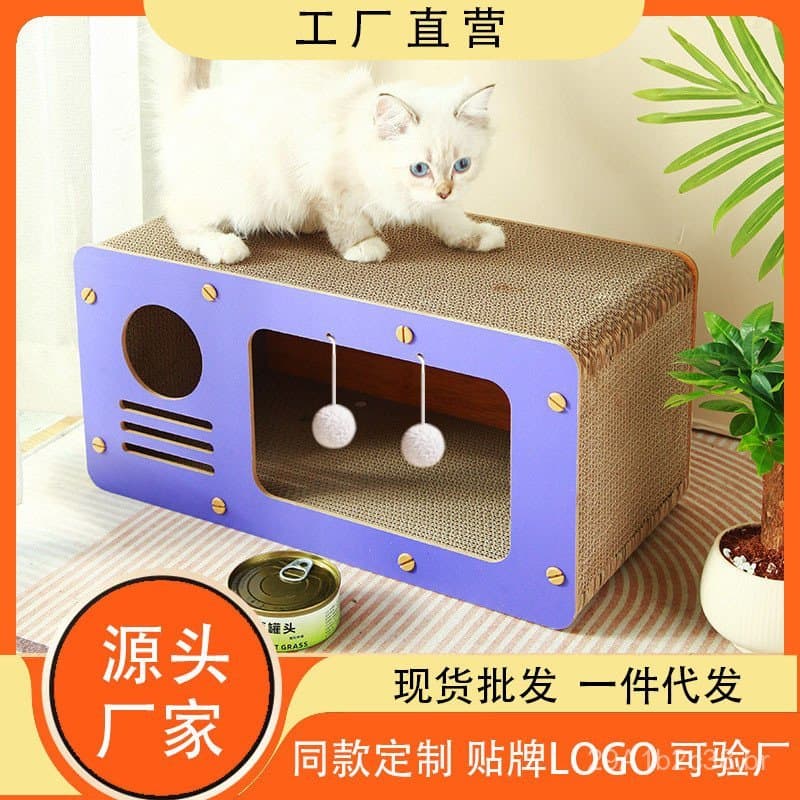 Brinquedo arranhador para gatos em cores de macaron, casa grande para gatos, vila para gatinhos dormirem, adequado para