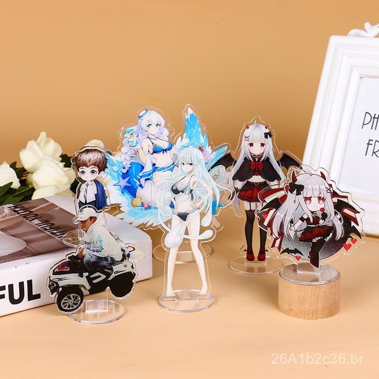 Suporte de acrílico em forma humana para inserção de cartão, merchandising de anime, pingente personalizado de personage
