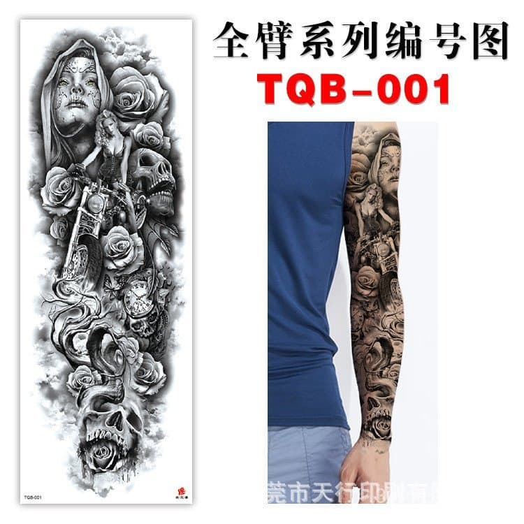 Adesivos de tatuagem de braço inteiro à pronta entrega do fabricante para atacado, adesivos de tatuagem à prova d'água p