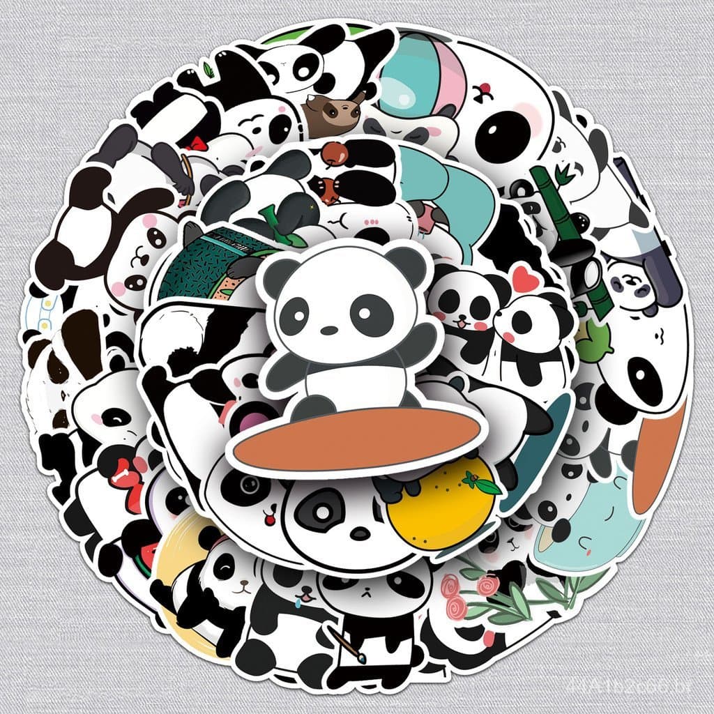 50 Adesivos Únicos de Panda em Estilo Graffiti, Adesivos de Animais Fofos para Skateboards, Copos de Água, Bagagens, Ata