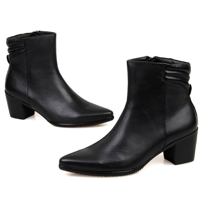 Versão coreana moda dedo do pé apontado aumentando sapatos de couro botas de couro de alta qualidade botas curtas botas