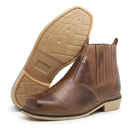 Bota Botina Masculina F1000 Country Texana Couro Tradicional