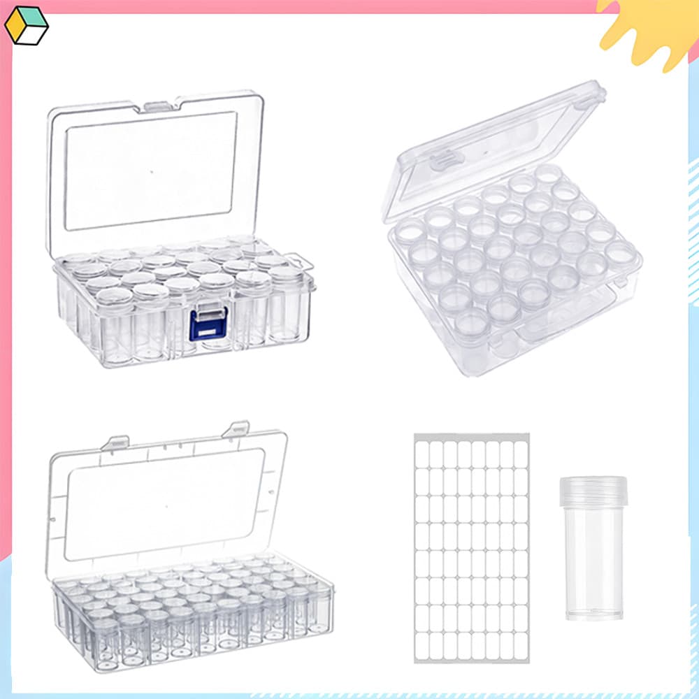 Conjunto de caixa organizadora de contas com 24/30/60 grades, caixa organizadora de contas transparentes, para diamantes