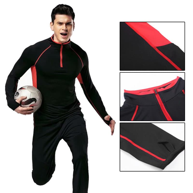 Roupas de Fitness masculinas de manga comprida roupas de ciclismo meio zíper camisa de treinamento roupas de treinamento