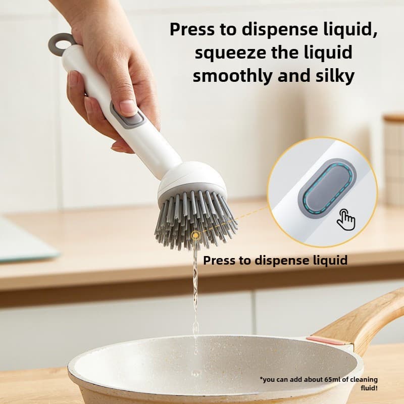 Escova Rotativa para Louça com Ângulo Ajustável e Dispensador de Detergente Integrado, Função de Esfrega Rotativa, Monta