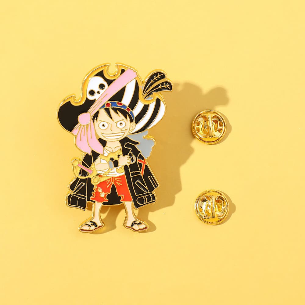 Emblema de Metal One Piece Mercadoria de Anime Figura de Zoro Mercadoria Broche de Sanji Luffy Acessórios para Bolsa