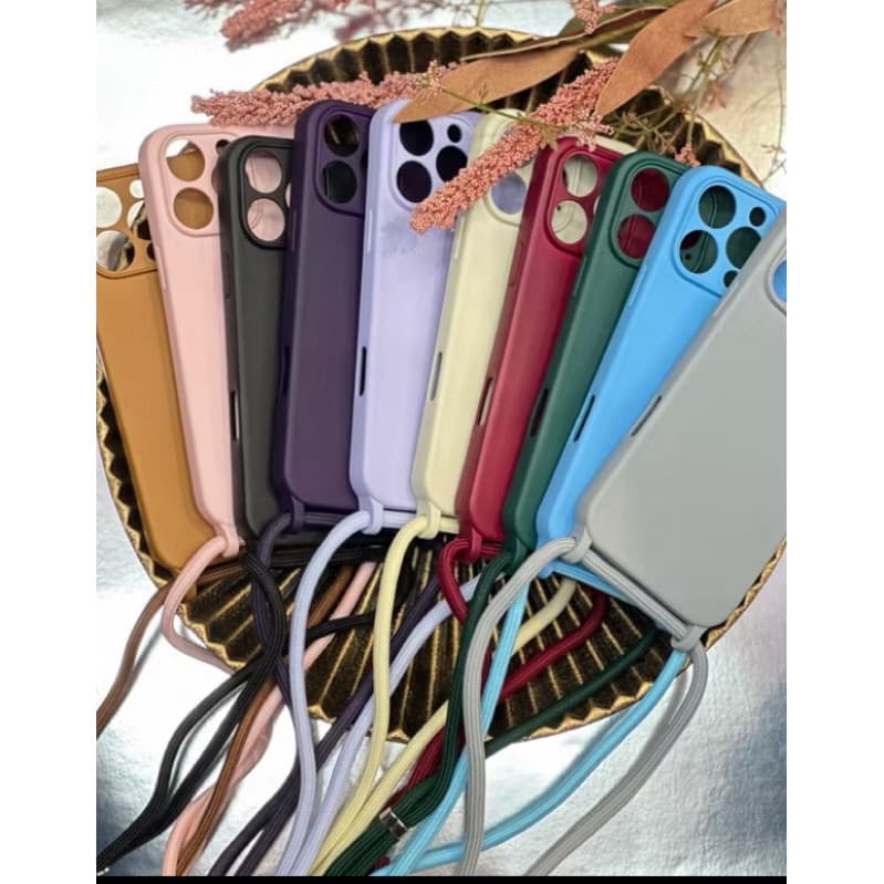 Capa Capinha Cordão Lisa para com suporte de pescoço para iphone 11/12/13/14/16 pro Max