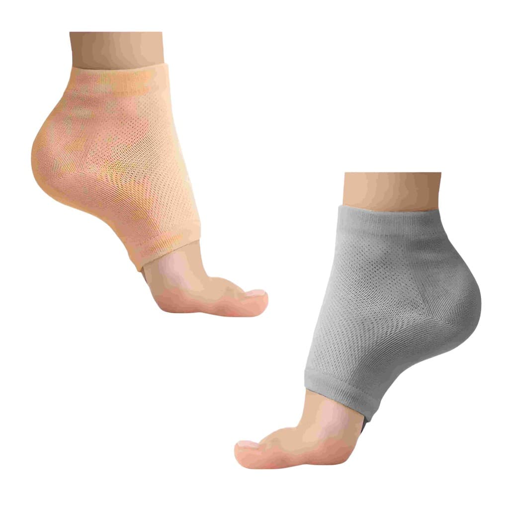 Kit 2 pares meias tornozeleira rachaduras, dor, respirável nude e cinza