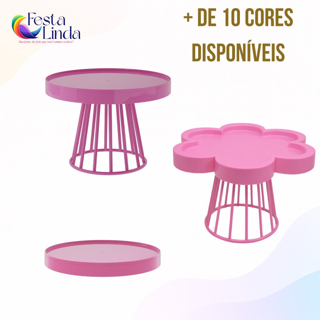Kit Decoração De Festa - 1 Boleira Redonda Roma 23cm,1 Porta Doce, 1 Bandeja Solene 23cm