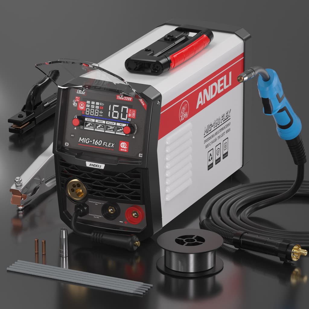 Entrega Rápida Máquina De Solda Multiprocesso 160a Mig-160FLEX 4EM1 Mig Com/Sem Gás TIG/LIFT MMA LED