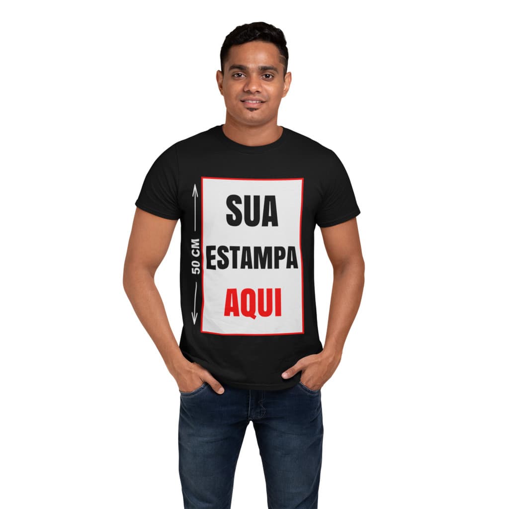 Camiseta Algodão Personalizada 30.1 – Estampa Grande. Logo, Empresa, Uniforme, Foto, Moda